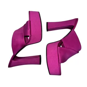Zara Fuchsia Pink Open Toe Chunky High Heeled Platform Sandals Women's 41