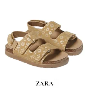 ZARA Kids | Mustard | LEATHER ANIMAL PRINT SANDALS
