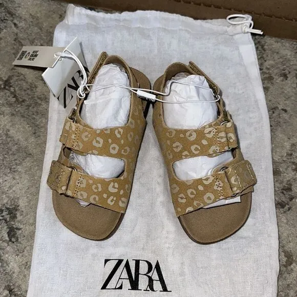 ZARA Kids | Mustard | LEATHER ANIMAL PRINT SANDALS