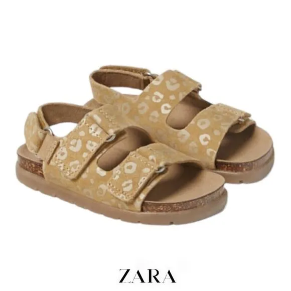ZARA Kids | Mustard | LEATHER ANIMAL PRINT SANDALS