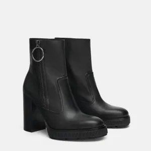 ZARA LEATHER PLATFORM ANKLE BLACK BOOTS BRAND NEW WITH TAGS US 10