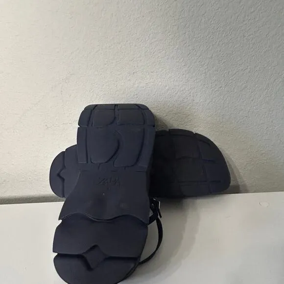 Zara Navy Blue Chunky Flatform Sandals Size 41 Y2K Gladiator X Fisherman Vibes