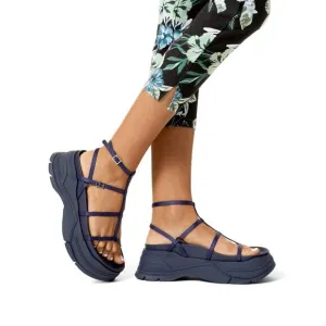 Zara Navy Blue Chunky Flatform Sandals Size 41 Y2K Gladiator X Fisherman Vibes