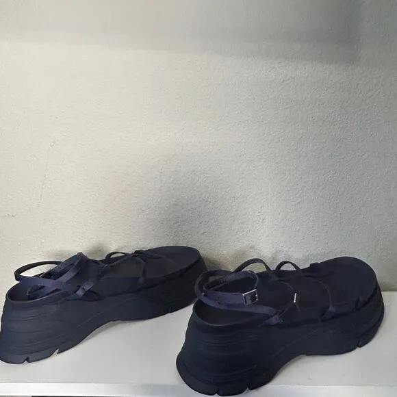 Zara Navy Blue Chunky Flatform Sandals Size 41 Y2K Gladiator X Fisherman Vibes