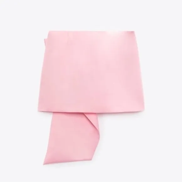 Zara NWT big bow satin mini skirt