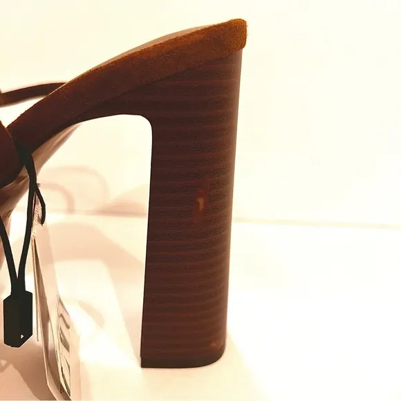 Zara (NWT) BROWN SUEDE PLATFORM SANDALS, sz 9