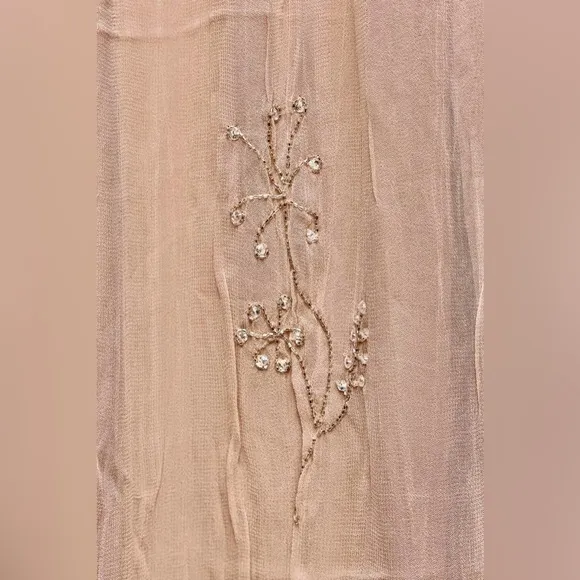 Zara NWT embroidered floral appliqués embellished flower mesh midi flowy skirt