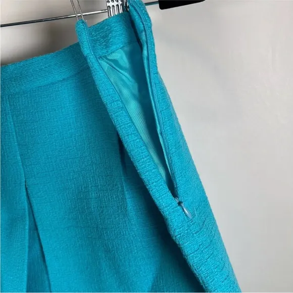 Zara NWT tweed  blue mini pleated skort / skirt with built in hidden shorts