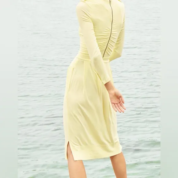 Zara rare SRPLS TGHT Midi Draped Butter Yellow drop waist Dress Special edition