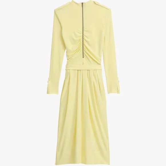Zara rare SRPLS TGHT Midi Draped Butter Yellow drop waist Dress Special edition