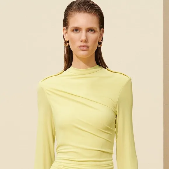 Zara rare SRPLS TGHT Midi Draped Butter Yellow drop waist Dress Special edition