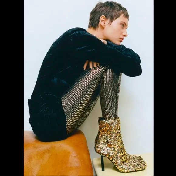 ZARA Sequin Ankle Boots