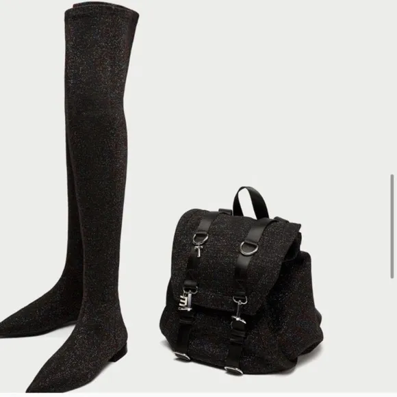 Zara Sparkly Over the Knee Boots