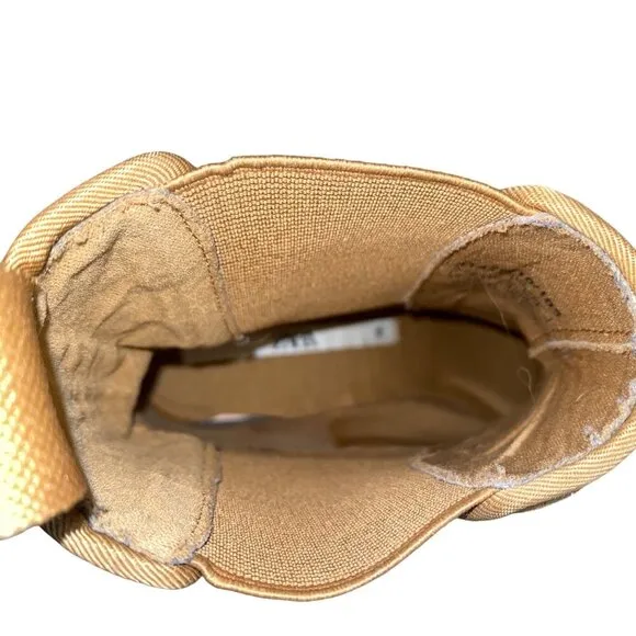 Zara suede leather lug sole platform Chelsea boots neutral camel women’s 38