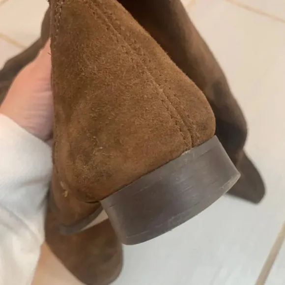 Zara Suede  Leather Over The Knee Flat Sole Riding Boot in Camel Brown 38