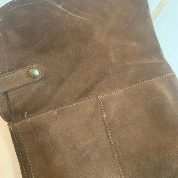 Zara Suede  Leather Over The Knee Flat Sole Riding Boot in Camel Brown 38
