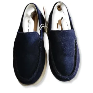 Zara Suede Loafer Flats Navy With white rubber slip resistant sole toddler sz 8