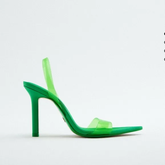 Zara VINYL SLIGBACK HEELED SANDALS green bloggers favorite