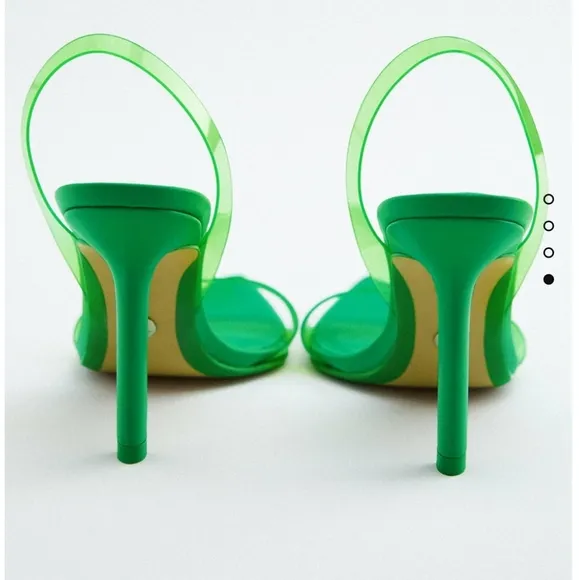Zara VINYL SLIGBACK HEELED SANDALS green bloggers favorite