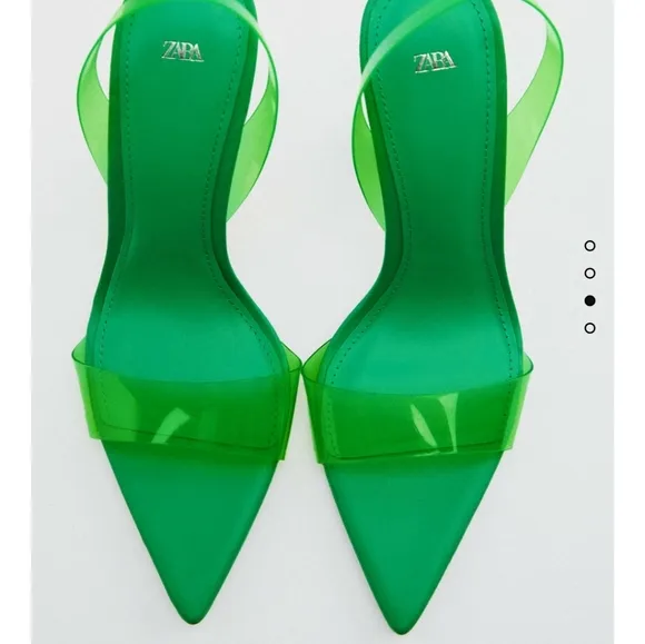 Zara VINYL SLIGBACK HEELED SANDALS green bloggers favorite