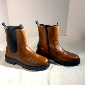 Zara Woman’s Brown Lug Sole Leather Ankle Boots