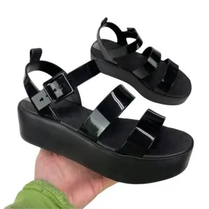 Zaxy Women's 18059 Future Platform Vanilla Scent Chunky Sandals in Black Size 8