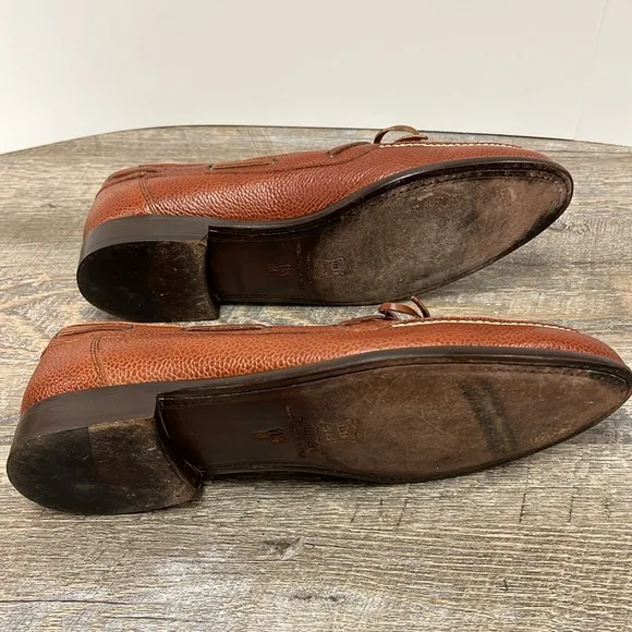 Zelli Pebbled Leather Tie Men’s Rugby Slip On Loafers Size 11.5 M