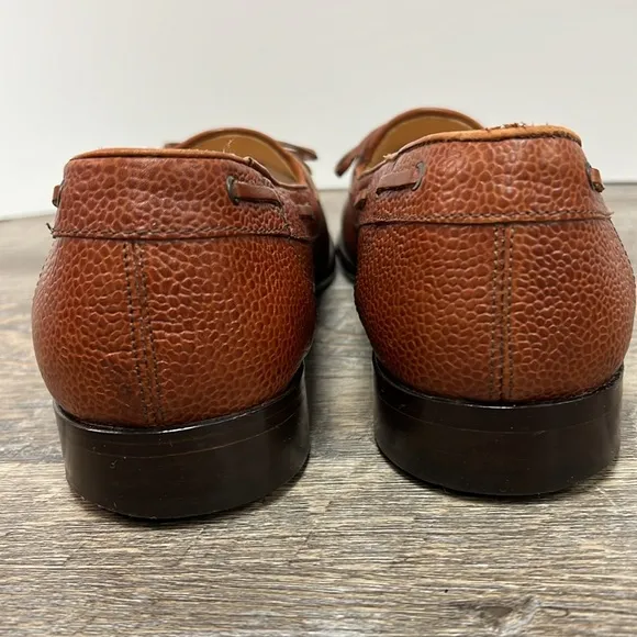Zelli Pebbled Leather Tie Men’s Rugby Slip On Loafers Size 11.5 M