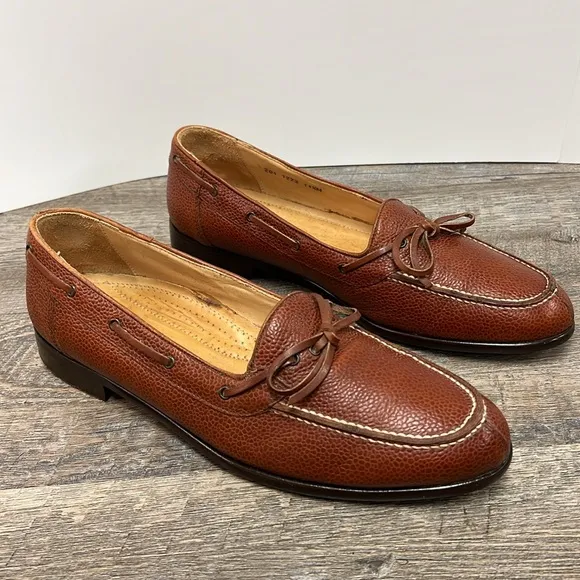 Zelli Pebbled Leather Tie Men’s Rugby Slip On Loafers Size 11.5 M