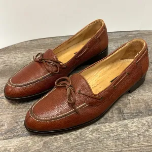 Zelli Pebbled Leather Tie Men’s Rugby Slip On Loafers Size 11.5 M