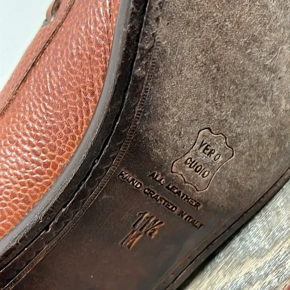 Zelli Pebbled Leather Tie Men’s Rugby Slip On Loafers Size 11.5 M