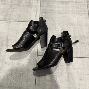 Zodiac Black Open Toe Leather Heels