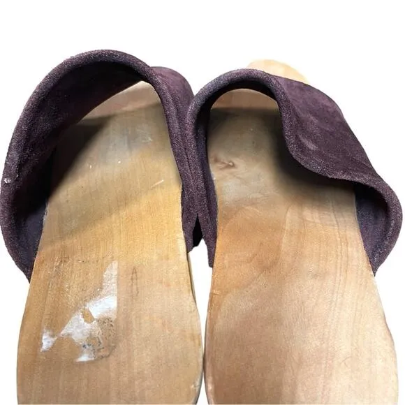 Zuzii Dark Purple Burgundy Suede Romy Clog Sandals - 39
