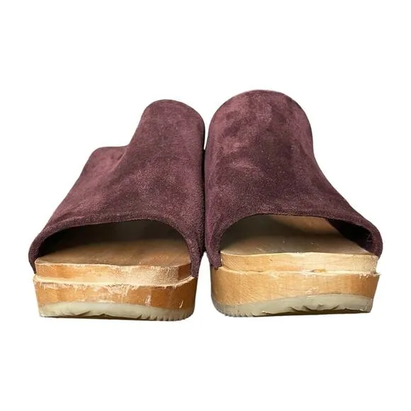Zuzii Dark Purple Burgundy Suede Romy Clog Sandals - 39