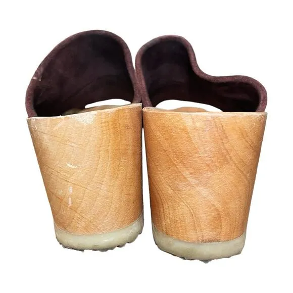 Zuzii Dark Purple Burgundy Suede Romy Clog Sandals - 39