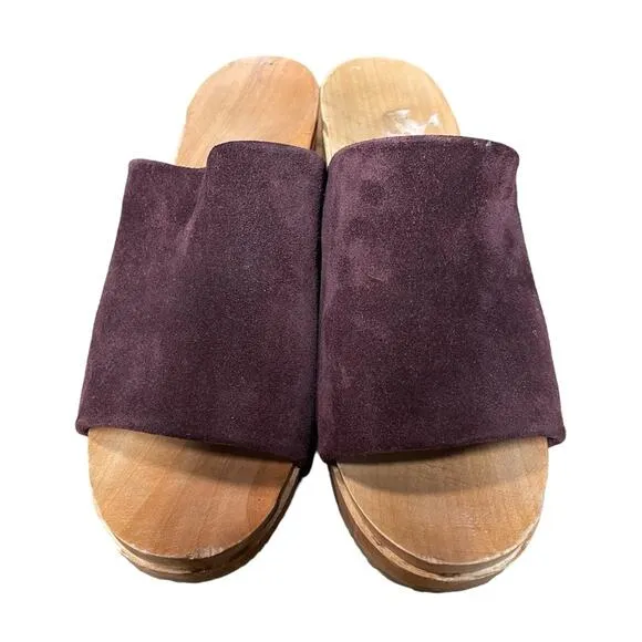 Zuzii Dark Purple Burgundy Suede Romy Clog Sandals - 39